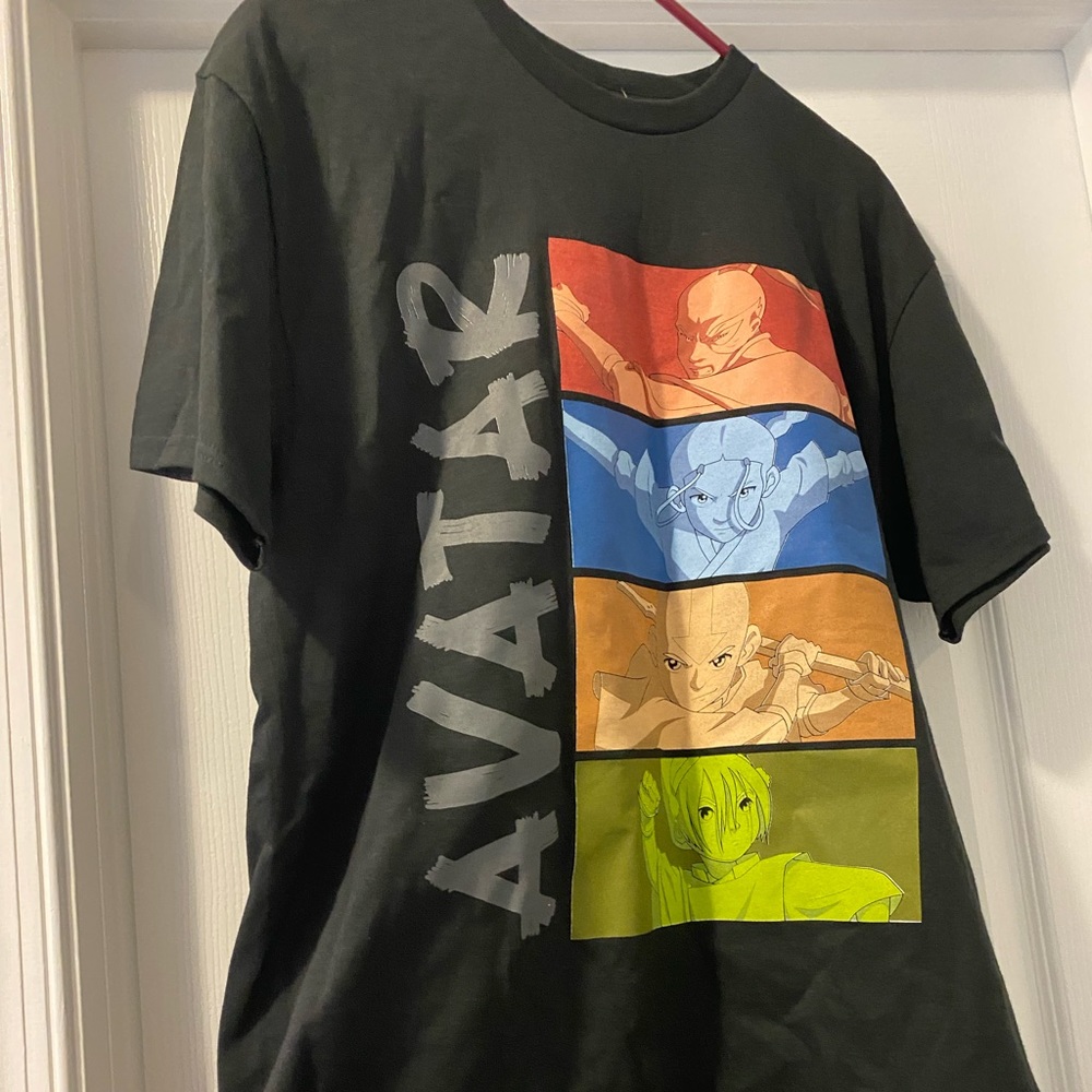 Avatar Last Airbender Nickelodeon Graphic Print Anime Black T Shirt Size Large